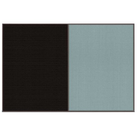 United Visual Products Enclosed Corkboard, 1 Door, 72"x48", 4" Fra UV3405-BLACK-MEDGRY